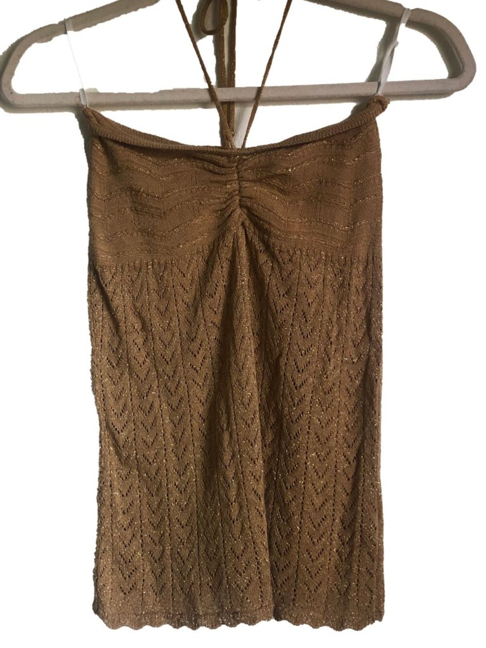 Y2K BROWN & GOLD KNITTED TUBETOP